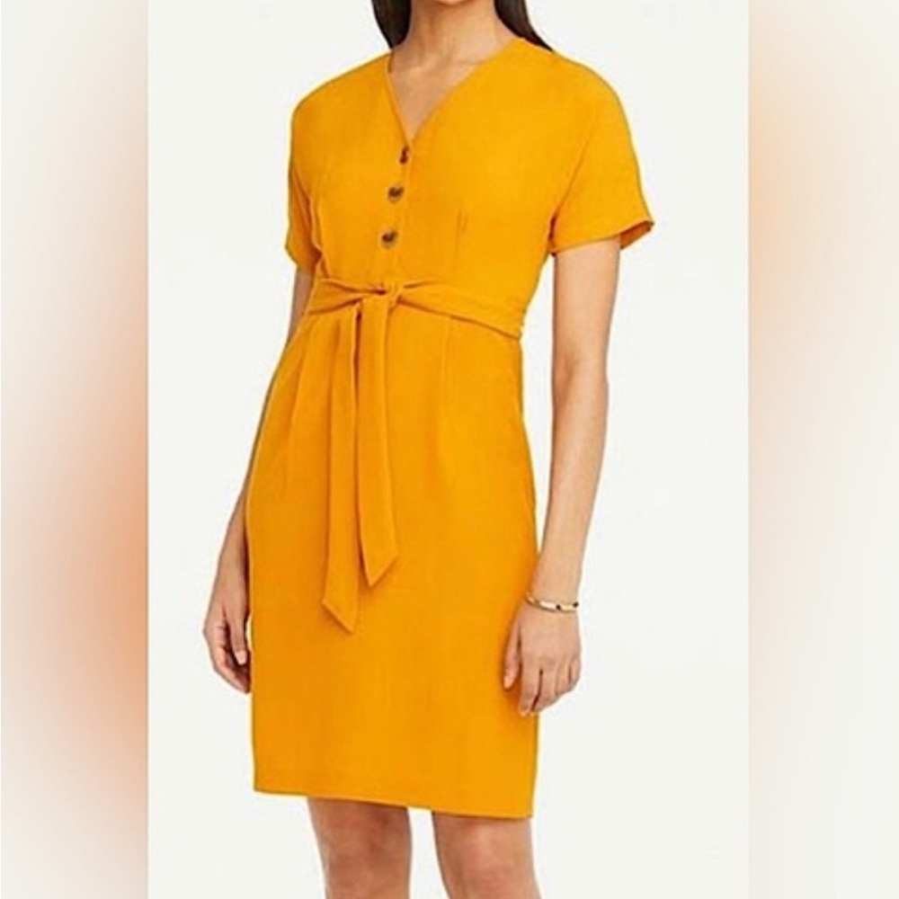 Ann Taylor Factory Mustard Buttoned Mini Dress